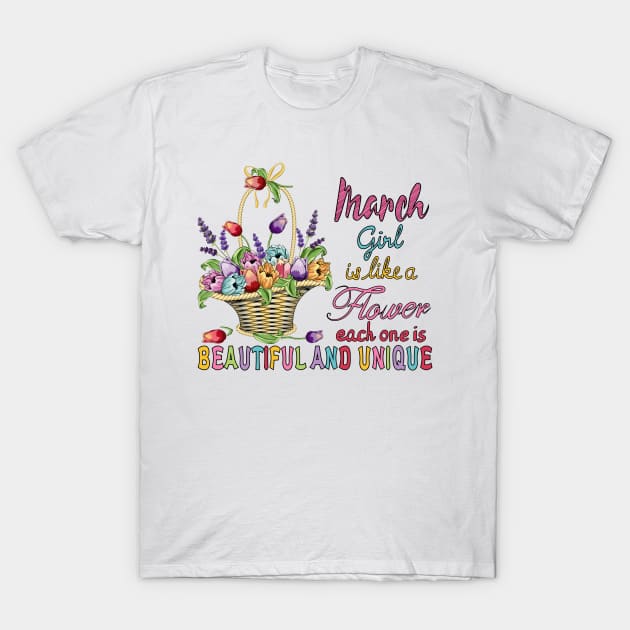 March Girl - Flower Basket T-Shirt by Designoholic